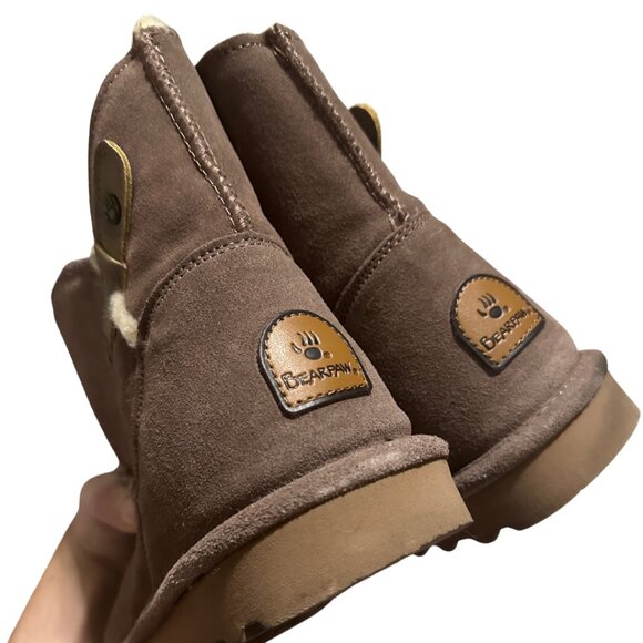 Women's Taupe Brown Strap BearPaw Boots Size 10 - Picture 6 of 13